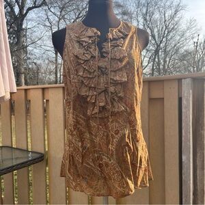 Lauren Ralph Lauren Women’s 100% Cotton Sleeveless Paisley Ruffled Top Size 10